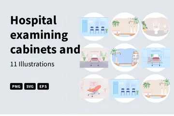 Hospital Examining Cabinets And Wards Illustration Pack