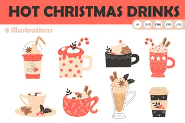 Hot Christmas Drinks Illustration Pack