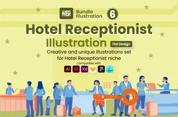 Hotel Receptionist Illustration Pack