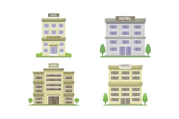 Hotelgebäude Illustrationspack
