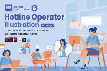 Hotline Operator Illustration Pack