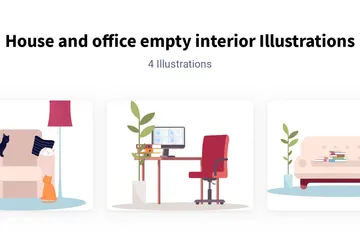 House And Office Empty Interior Illustration Pack