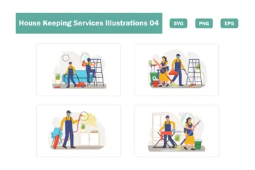 House Keeping Services Illustration Pack