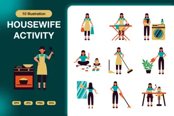 Housewife Activity Illustration Pack