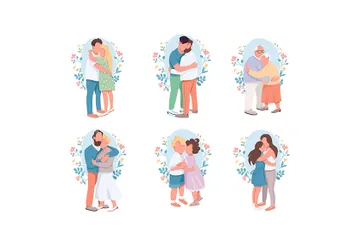 Hugging Characters Illustration Pack