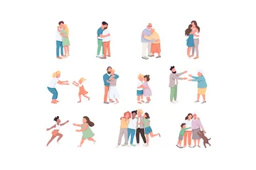 Hugging People Illustration Pack