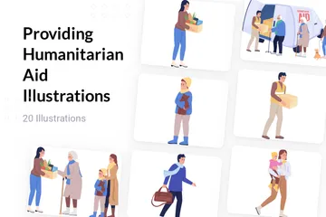 Humanitäre Hilfe leisten Illustrationspack