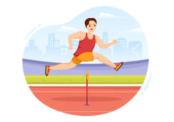 Hurdle Long Jump Sportsman Illustration Pack
