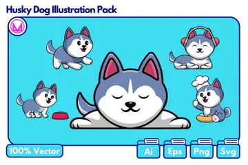 Husky Dog Illustration Pack