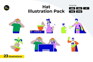 Hüte und Heldensituationen Illustrationspack