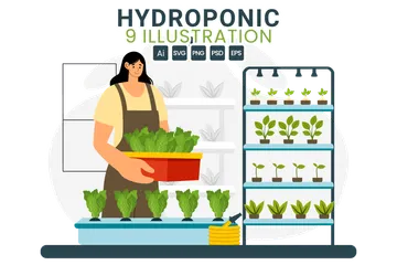 Hydroponics Technology Illustration Pack