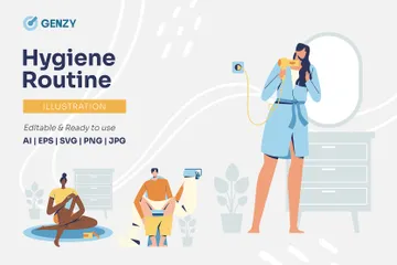 Hygiene Routine Illustration Pack