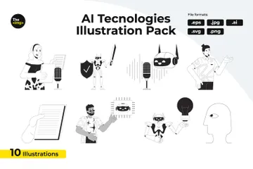 Adultos com tecnologia de IA Pacote de Ilustrações