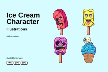 Ice Cream Character Illustration Pack