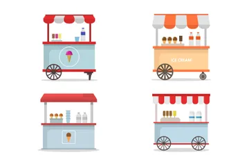 Ice Cream Kiosk Illustration Pack