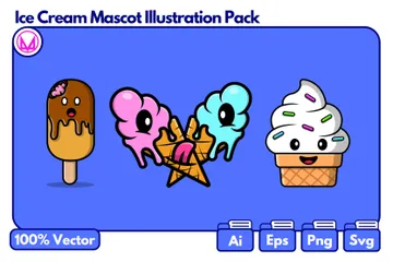 Ice Cream Mascot Character Illustration Pack