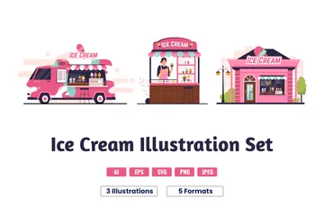 Ice Cream Store Illustration Pack