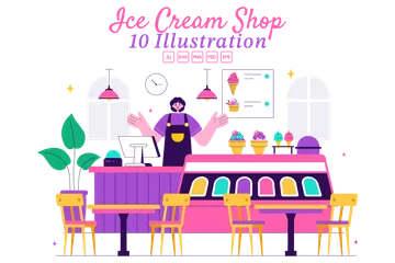 Ice Cream Store Illustration Pack