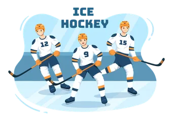 Ice Hockey And Field Hockey Illustration Pack