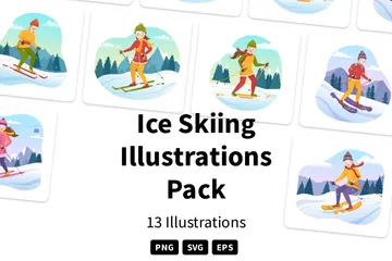 Ice Skiing Illustration Pack