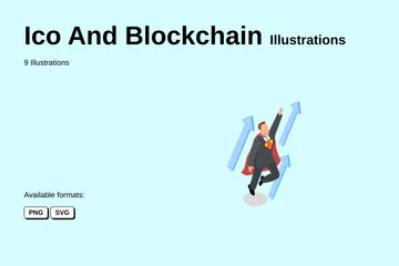 Ico e Blockchain Pacote de Ilustrações