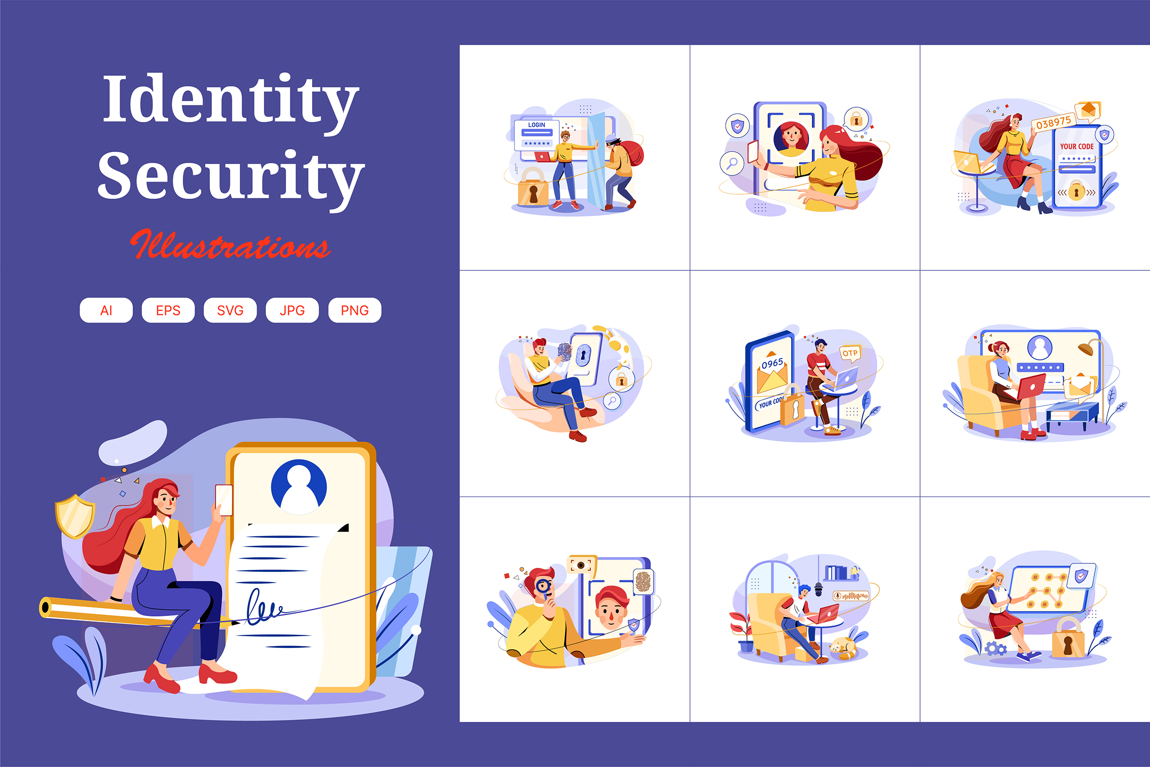 Identity Security Illustration Pack - 10 Free Download Crime & Security ...