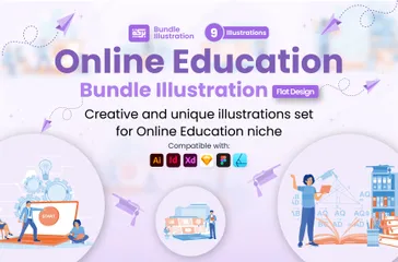 Illustration de l'éducation en ligne Pack d'Illustrations