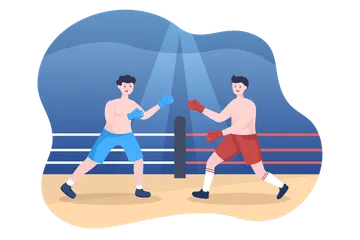 Illustration de dessin animé de boxe professionnelle Pack d'Illustrations