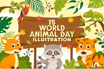 Illustration De La Journée Mondiale Des Animaux Pack d'Illustrations