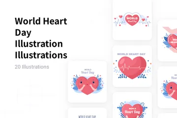Illustration De La Journée Mondiale Du Coeur Pack d'Illustrations