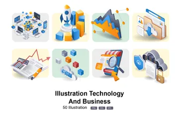 Illustration, technologie et affaires Pack d'Illustrations