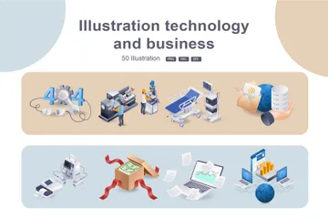 Illustration, technologie et affaires Pack d'Illustrations