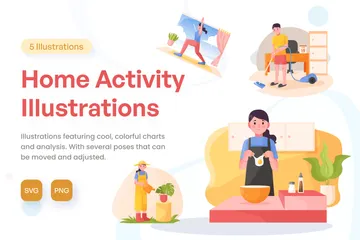 Activité à domicile Pack d'Illustrations