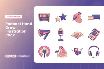 Illustrations de podcasts Illustration Pack