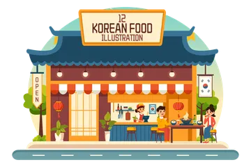 Ilustración de comida coreana Paquete de Ilustraciones