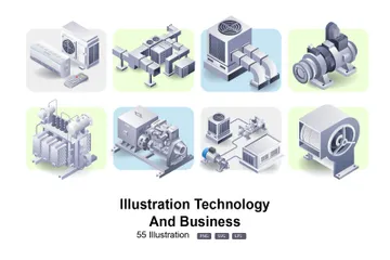 Ilustración Tecnología Y Negocios Paquete de Ilustraciones