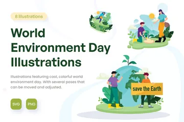 Día Mundial del Medio Ambiente Paquete de Ilustraciones