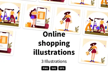 Ilustrações de compras online Pacote de Ilustrações