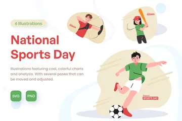 Dia Nacional do Esporte Pacote de Ilustrações