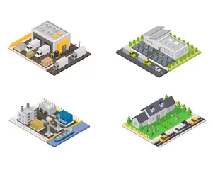 Immeuble de bureaux Pack d'Illustrations