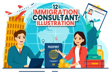 Immigration Consultant Illustration Pack