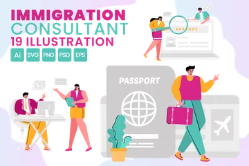 Immigration Consultant Illustration Pack