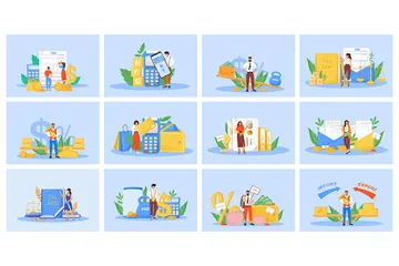 Ilustrações de desenhos animados Conjunto de Ilustrações