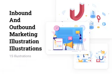 Inbound And Outbound Marketing Illustration Illustration Pack