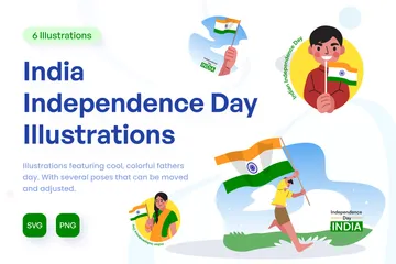 Jour de l'Indépendance de l'Inde Pack d'Illustrations