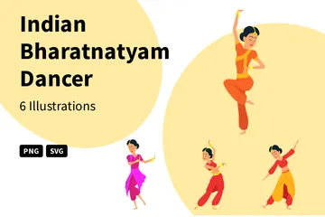 Indian Bharatnatyam Dancer Illustration Pack
