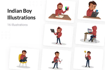 Indian Boy Illustration Pack