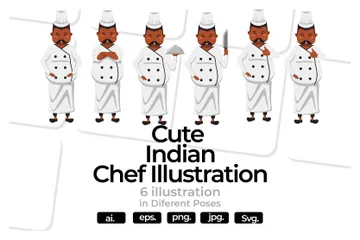 Indian Chef Illustration Pack