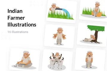 Indian Farmer Illustration Pack