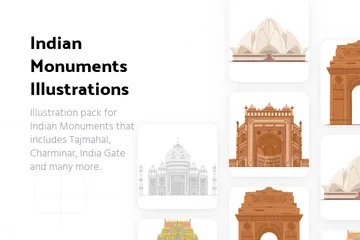 Free Indian Monuments Illustration Pack